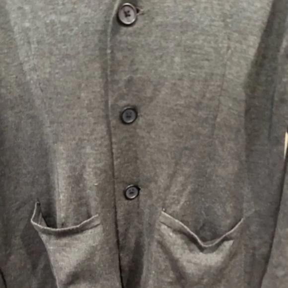 Mark Law Luxury Wool Blend Charcoal Gray‎ Sweater Cardigan size Large - Picture 2 of 7